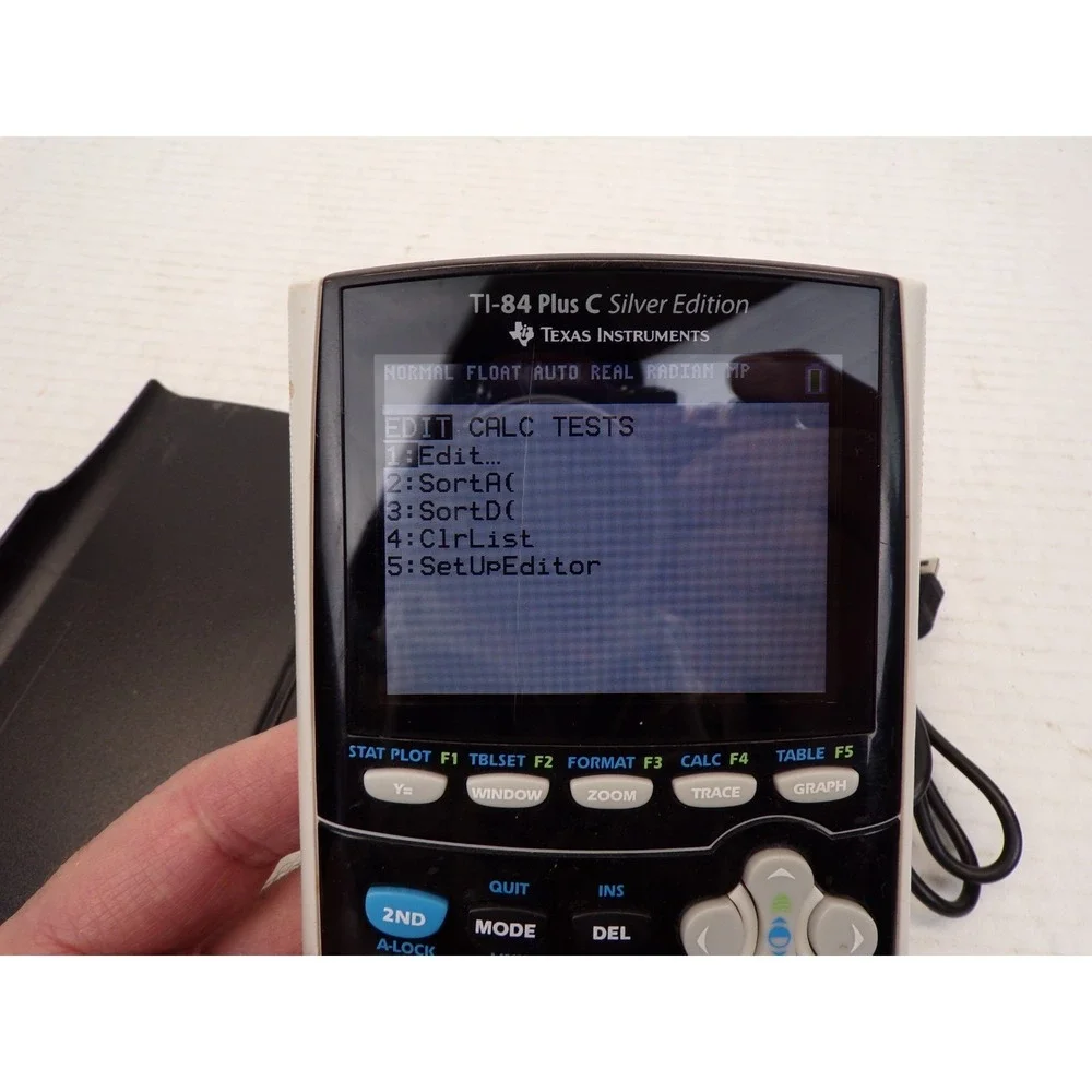 TI-84 Plus C Silver Edition Graphing Calculator w Cover & Charging Cable